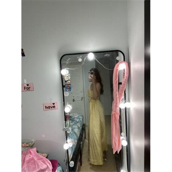 NEW - Elegant Yellow Pleated Ruffle Hem Asymmetrical Neck Dress - Picture 8 of 8